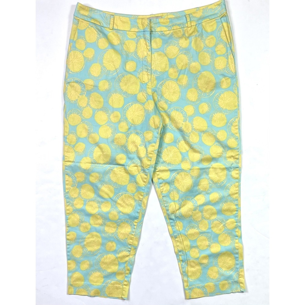David Brooks Pants Women's Size 18 Bright Yellow Lemon Stretch Crop